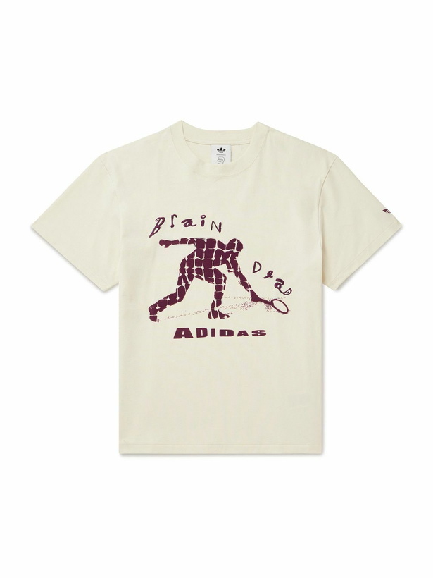 Photo: adidas Originals - Brain Dead Logo-Flocked Embroidered Cotton-Jersey T-Shirt - Neutrals