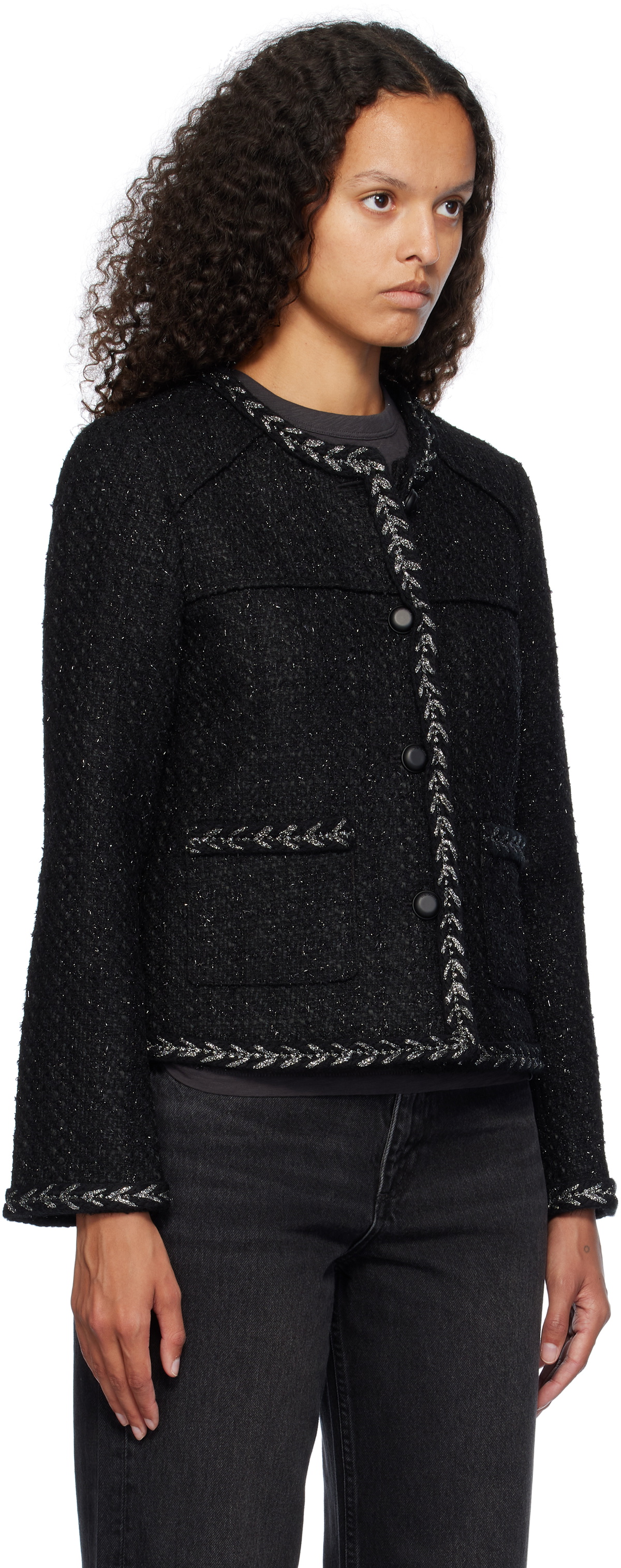 rag&bone ブラックレースジャケット ミ113 rag & bone Black Mirabelle Tweed Jacket Rag and Bone