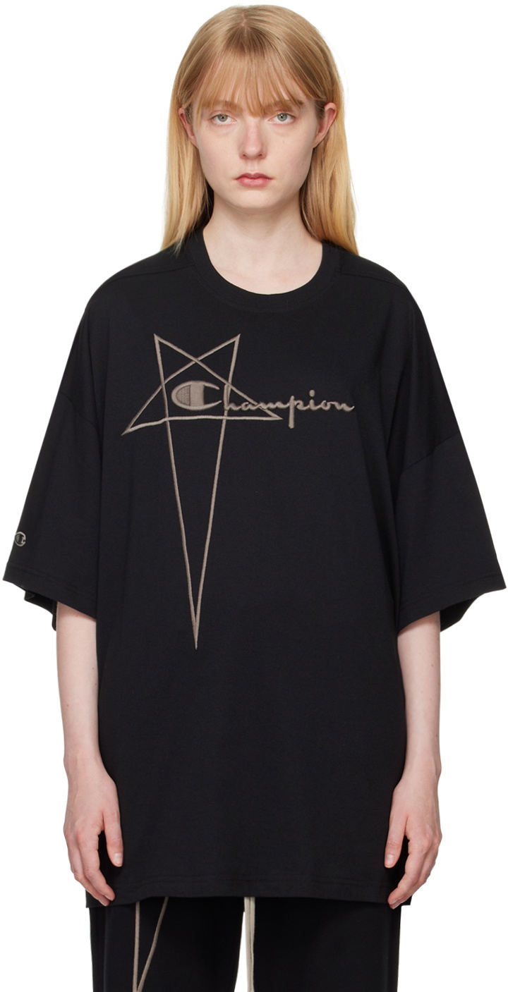 Rick Owens Black Champion Edition Tommy T-Shirt Rick Owens