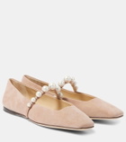 Jimmy Choo Ade embellished suede ballet flats