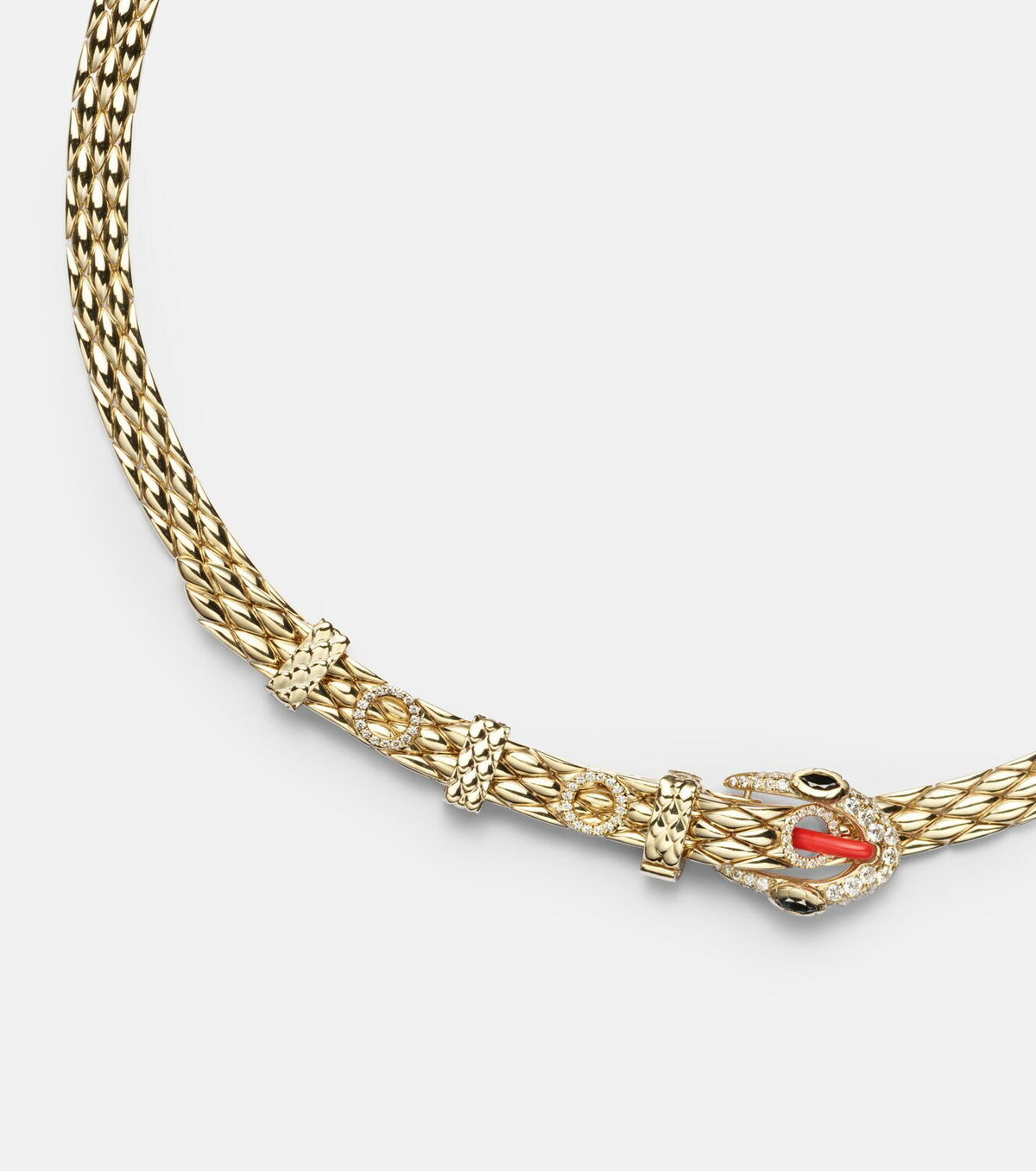 Yvonne Léon Python 9kt gold choker with diamonds