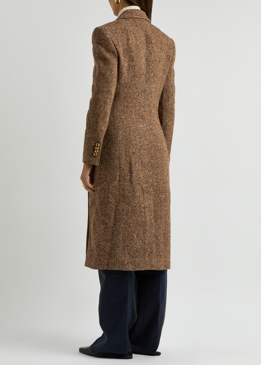 Zimmermann Illustration Hourglass Double-breasted Wool-blend Coat Brown