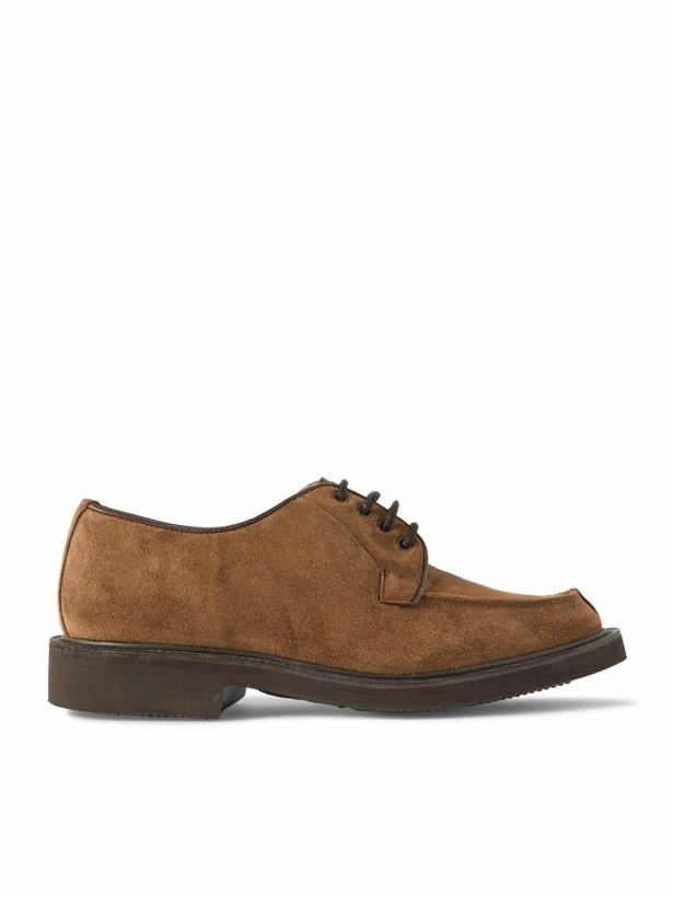 Photo: Tricker's - Stuart Leather-Trimmed Brushed-Suede Derby Shoes - Brown