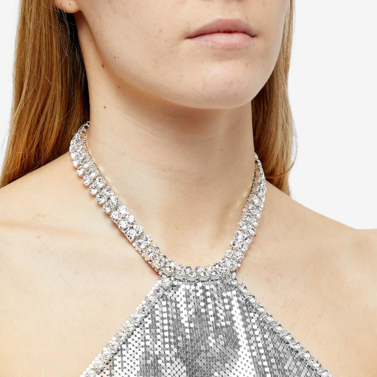 Rabanne 23PAA0132MET001P040 関税送料込 Paco Rabanne Women's Chain Mail Halter Neck Top in Silver