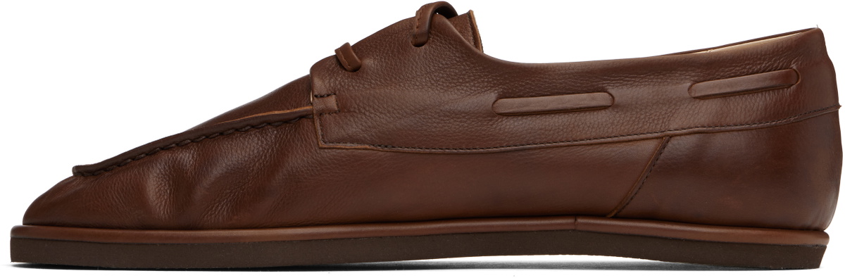 AURALEE Brown Soft Leather Deck Shoes