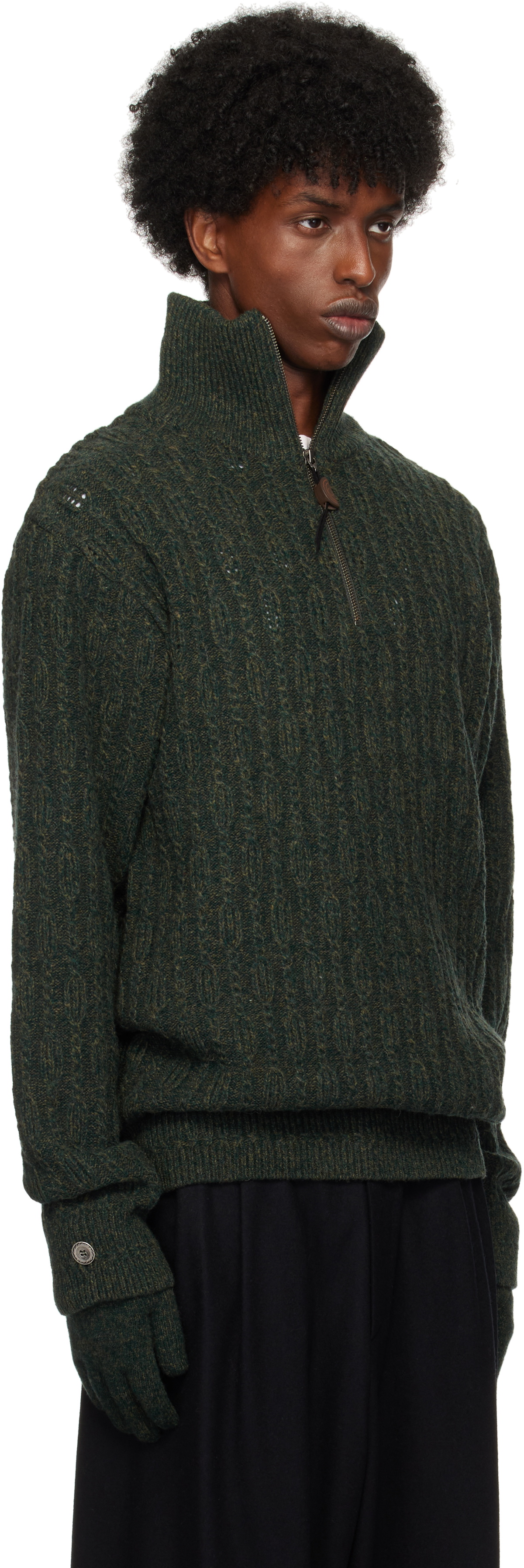 HYEIN SEO Khaki Troyer Knit Sweater & Gloves Set Hyein Seo