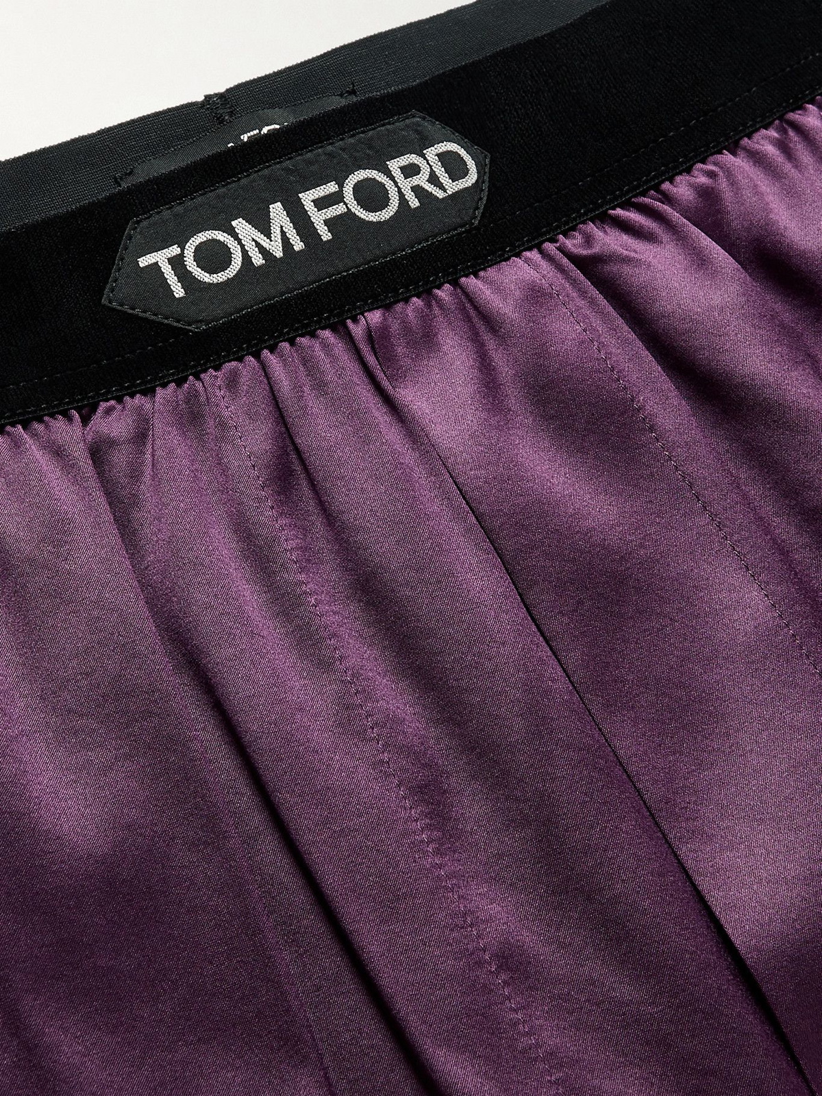 Silk-blend satin shorts in purple - Tom Ford