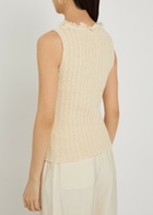 Emporio Armani Fringed Cotton-blend Crochet top Cream