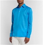 Kiton - Cotton and Linen-Blend Half-Placket Shirt - Blue