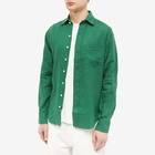 Drake's Men's Linen Summer Shirt in Green