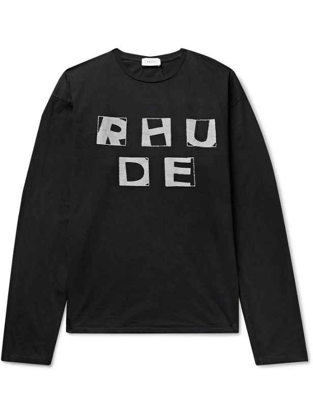 Photo: RHUDE - Haus Logo-Print Cotton-Jersey T-Shirt - Black