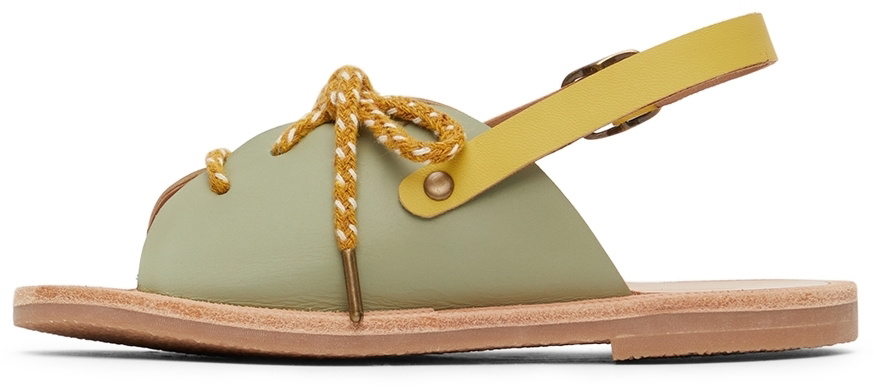 Misha & Puff Kids Yellow & Green Lace-Up Sandals