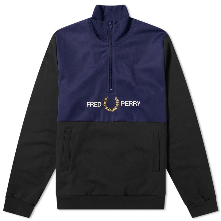 Photo: Fred Perry Authentic Embroidered Logo Panel Half Zip Sweat