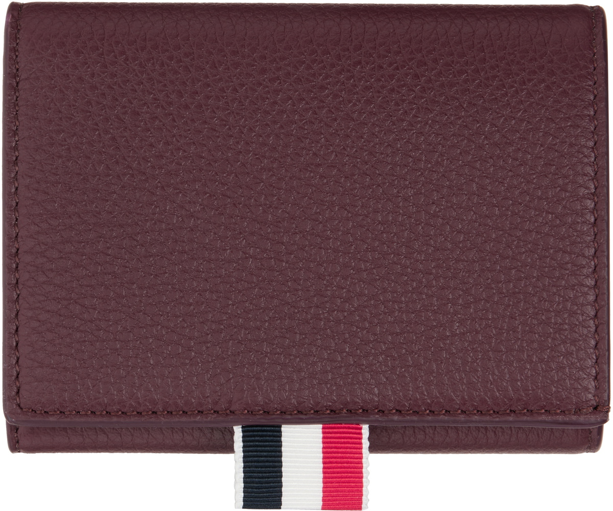 Thom Browne Burgundy Soft Pebble Grain Trifold Wallet