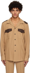 Ernest W. Baker Tan Contrast Pocket Shirt