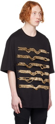 Balmain Black Destroy Stripes T-Shirt