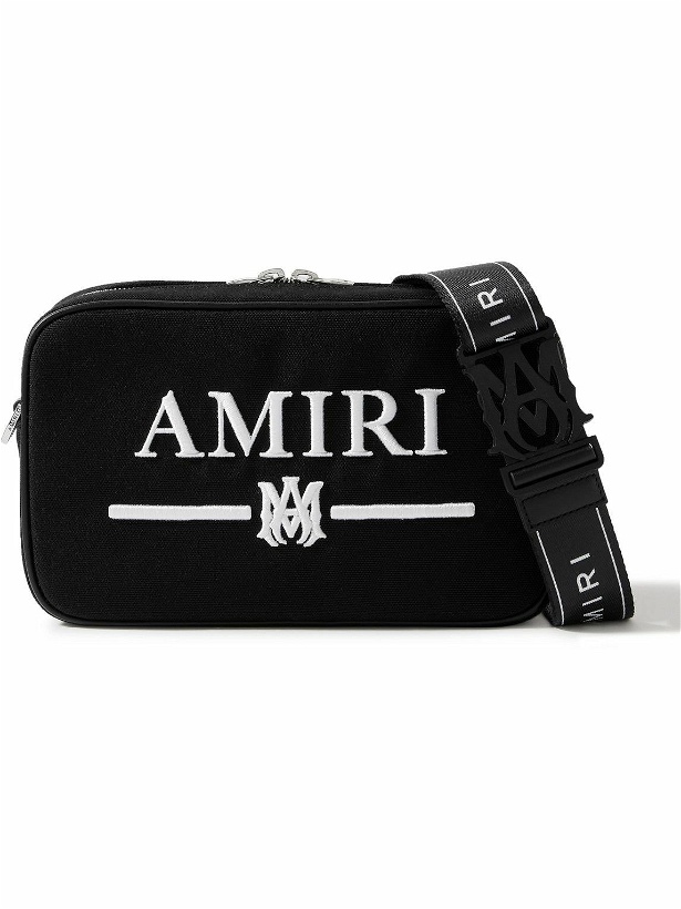 Photo: AMIRI - Leather-Trimmed Logo-Embroidered Canvas Messenger Bag