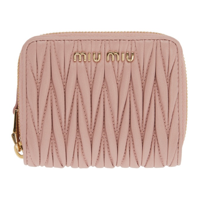 Miu Miu Pink Quilted Zip Around Wallet Miu Miu