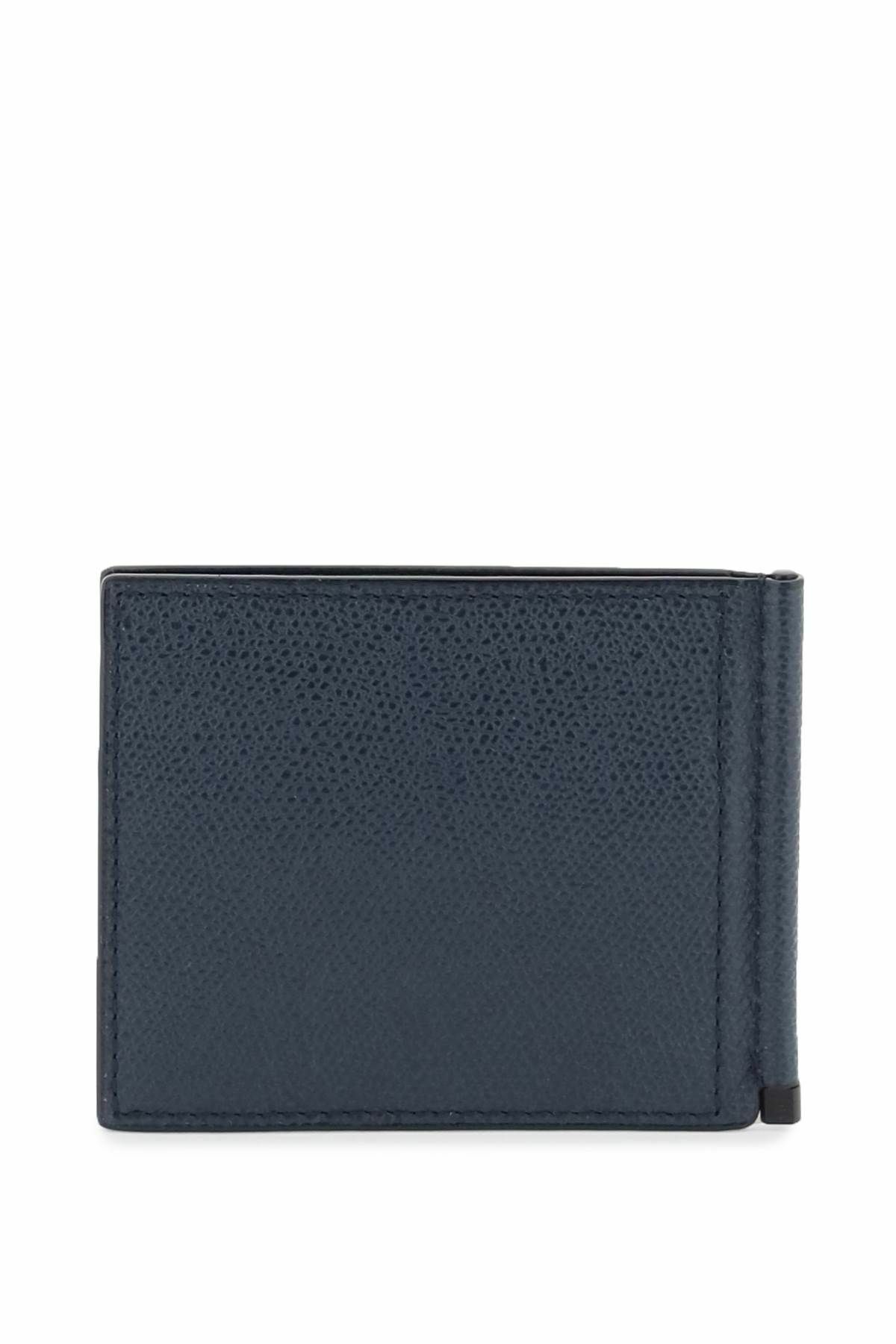 VALEXTRA leather bifold money clip wallet Blue