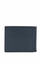 VALEXTRA leather bifold money clip wallet Blue
