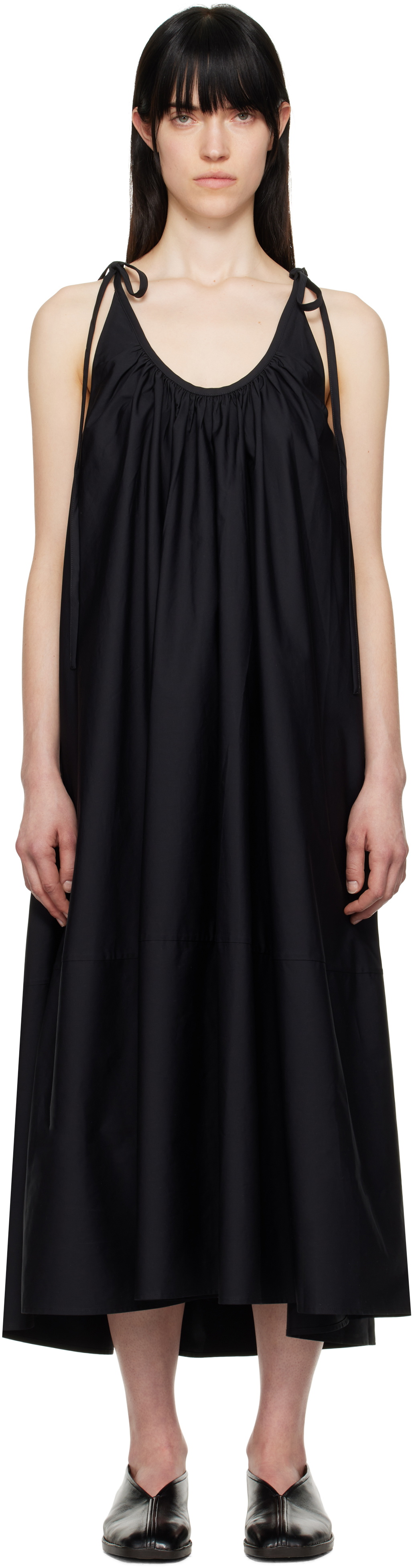 CO Black Gathered Halter Maxi Dress