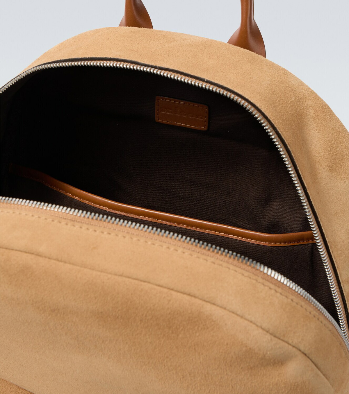 Kiton Leather-trimmed suede backpack