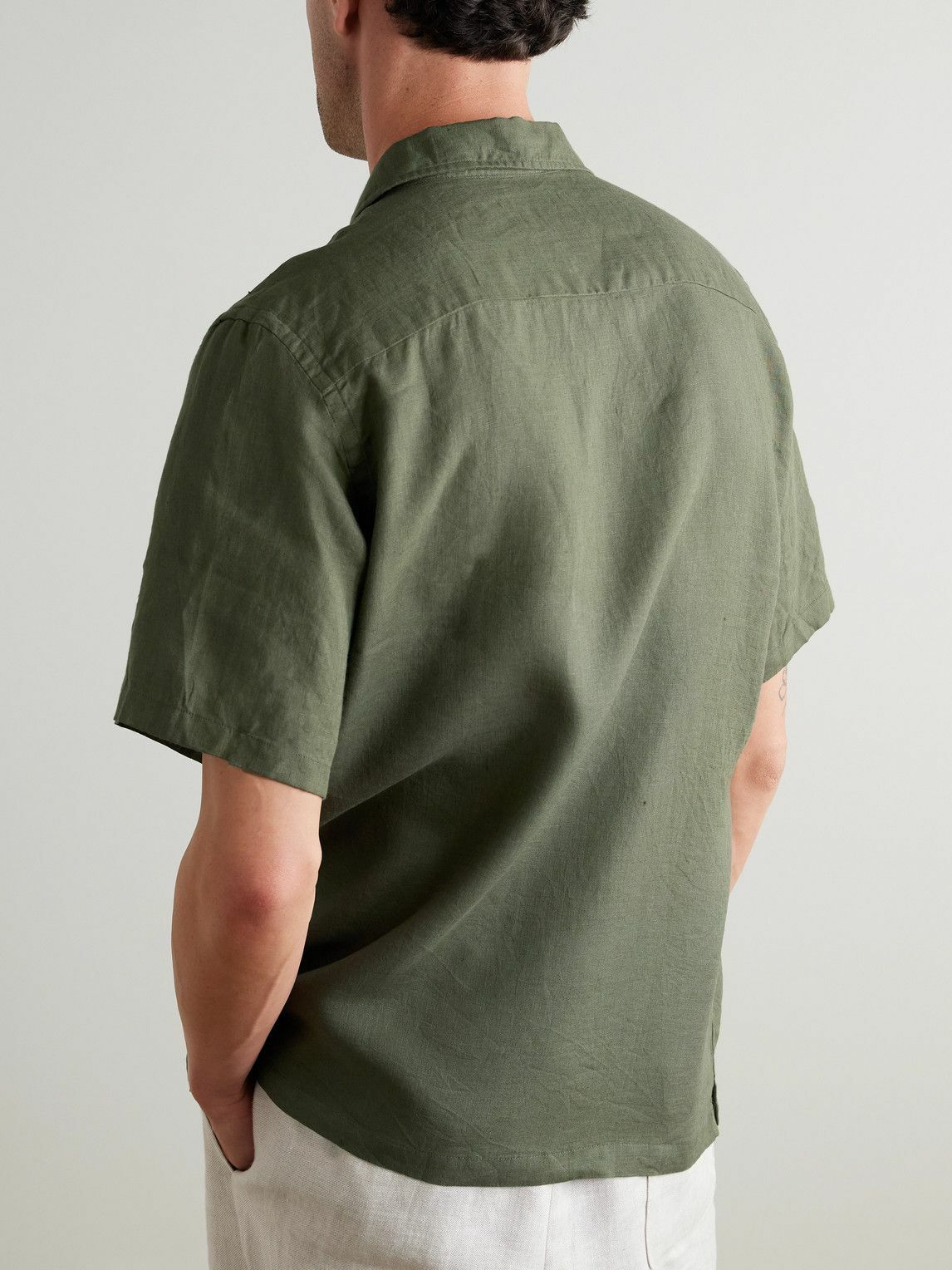 Kingsman - Drake's Convertible-Collar Linen Shirt - Green