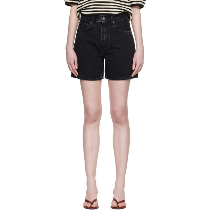 Photo: ANINE BING Black Delaney Denim Shorts