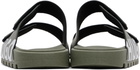 Hugo Khaki Logo Double Touch-Closure Straps Sandals