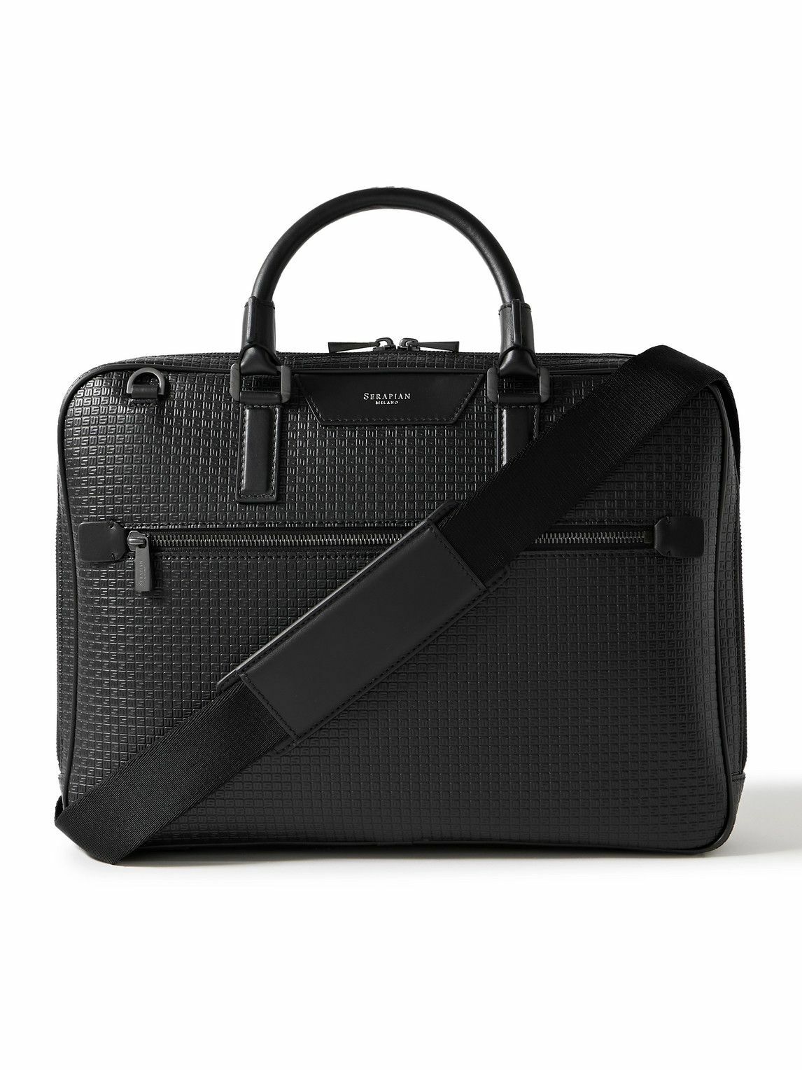 Serapian - Leather-Trimmed Logo-Embossed Stepan Coated-Canvas Briefcase
