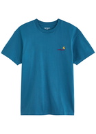 Carhartt Wip American Script Logo Cotton T-shirt Blue