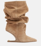 Balmain No-Wedge suede ankle boots
