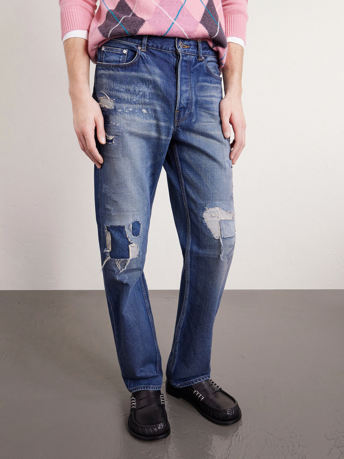 JW Anderson - Straight-Leg Distressed Patchwork Jeans - Blue