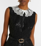 Self-Portrait Belted sequined bouclé minidress