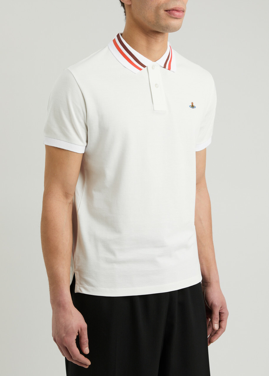 Vivienne Westwood Orb-embroidered Piqué Cotton Polo Shirt White