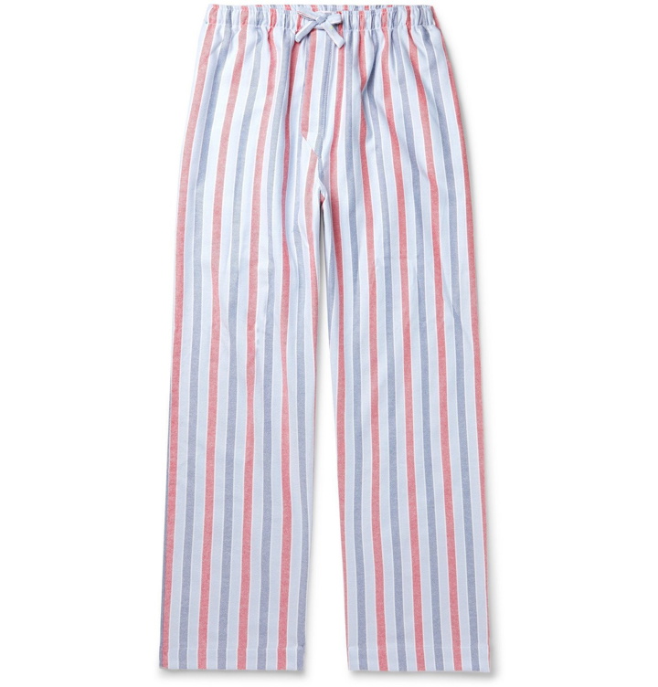 Photo: Derek Rose - Kelburn Striped Brushed-Cotton Pyjama Trousers - Blue