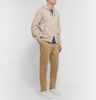 Brunello Cucinelli - Contrast-Tipped Mélange Cotton-Jersey Zip-Up Hoodie - Neutrals