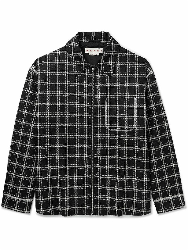 Photo: Marni - Checked Wool-Flannel Overshirt - Black