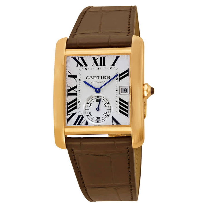 Photo: Cartier Tank MC Mechanical 18kt Pink Gold Brown Leather Strap Mens Watch W5330001
