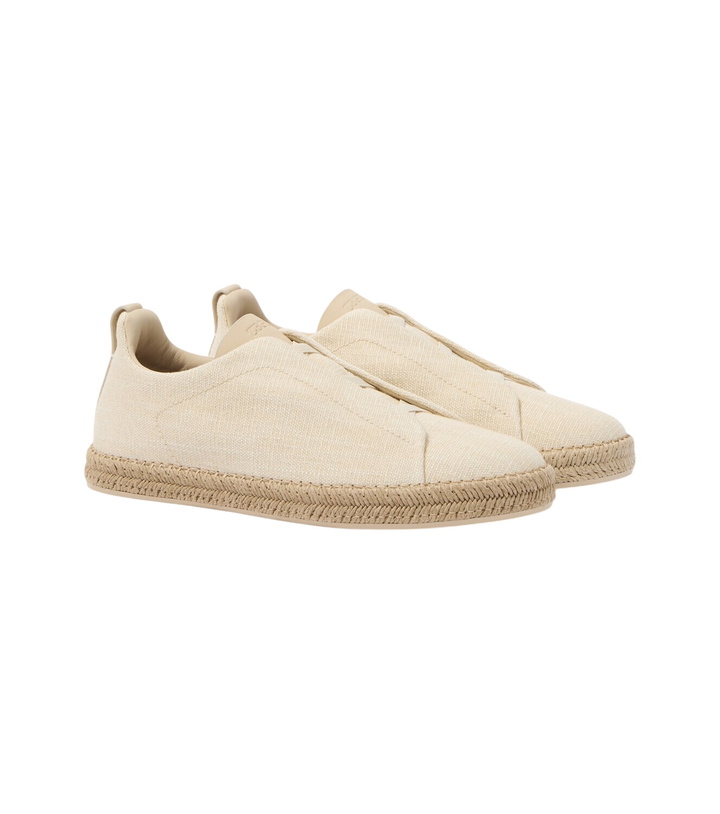 Photo: Zegna Triple Stitch canvas slip-on sneakers