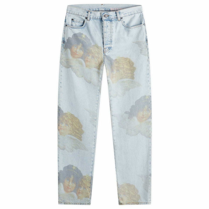 Photo: Fiorucci Women's Straight Fit Jeans in Blue Angel Print