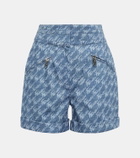 Fendi Logo high-rise chambray shorts