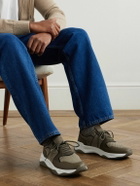 Berluti - Shadow Rubber and Leather-Trimmed and Coated Stretch-Knit Sneakers - Neutrals