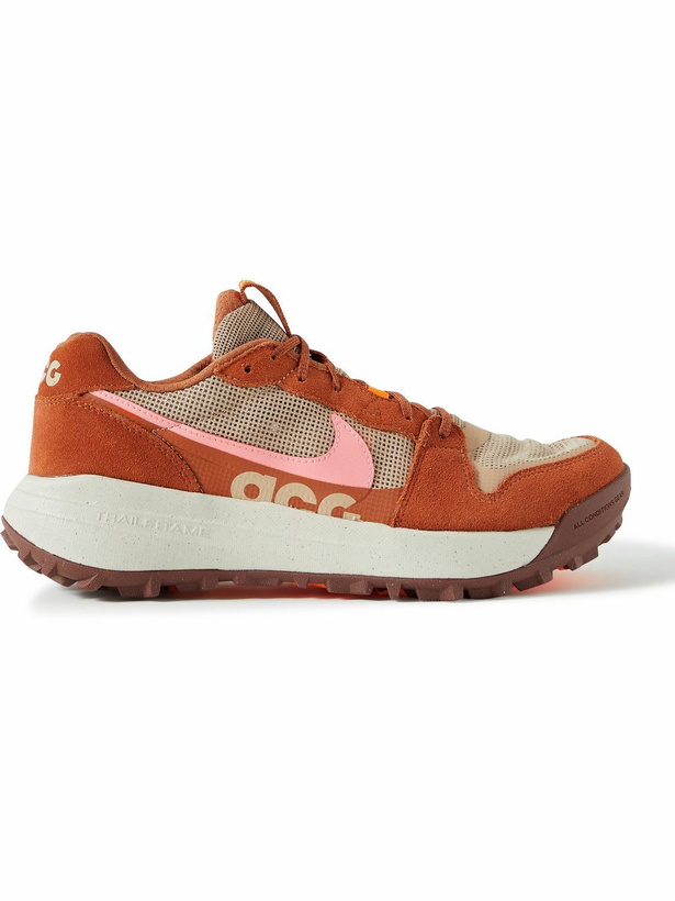 Photo: Nike - ACG Lowcate Leather-Trimmed Suede and Mesh Sneakers - Orange