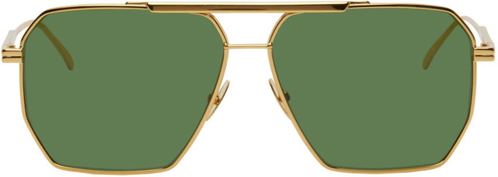 Photo: Bottega Veneta Gold Aviator Sunglasses