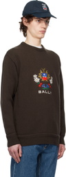 Bally Brown Alpine Flowers Crewneck Sweater
