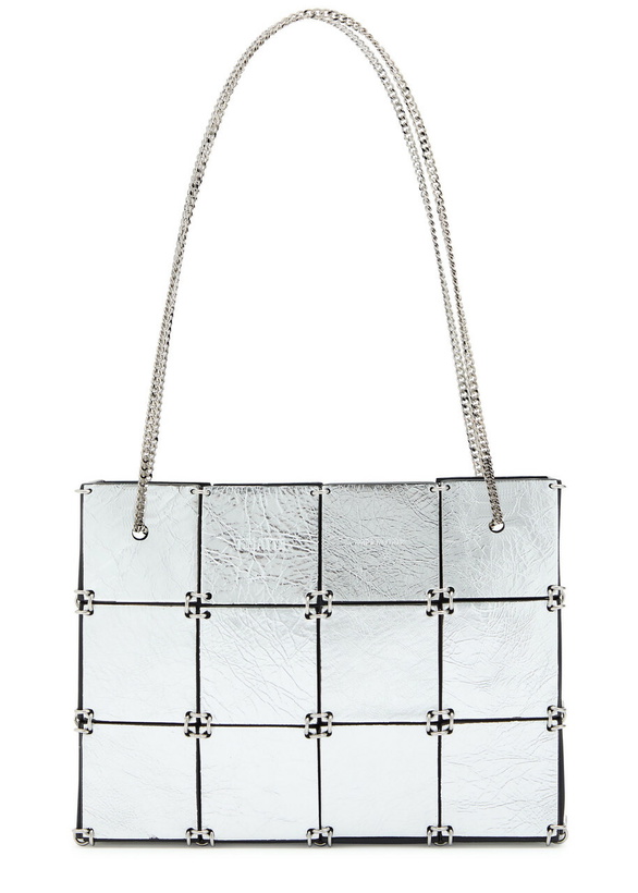 Photo: Khaite Emma Mini Panelled Metallic Leather Tote bag - Silver - One Size