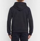 A.P.C. - Wayne Logo-Print Loopback Cotton-Blend Jersey Hoodie - Men - Navy