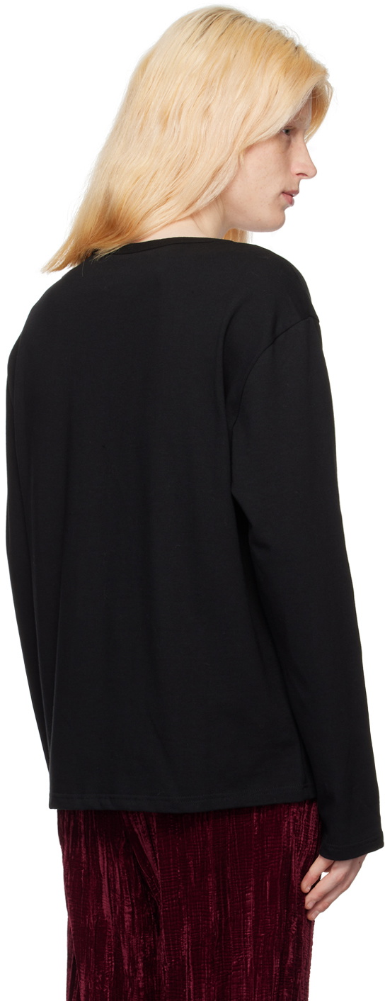 トップス Sefr UNEVEN LONGSLEEVE BLACK JERSEY Séfr Black Uneven Long Sleeve T-Shirt Séfr