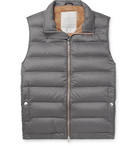 Brunello Cucinelli - Quilted Nylon Down Hooded Gilet - Gray